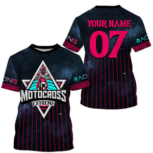 Custom Motocross racing jersey kid adult extreme UPF30+ motorcycle pink dirt bike shirt off-road PDT306