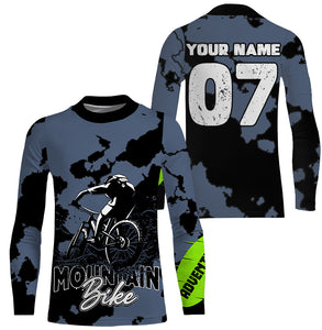 Blue camo adult kid MTB jersey UPF30+ mountain bike shirt Cycling trail dirt downhill clothes| SLC232