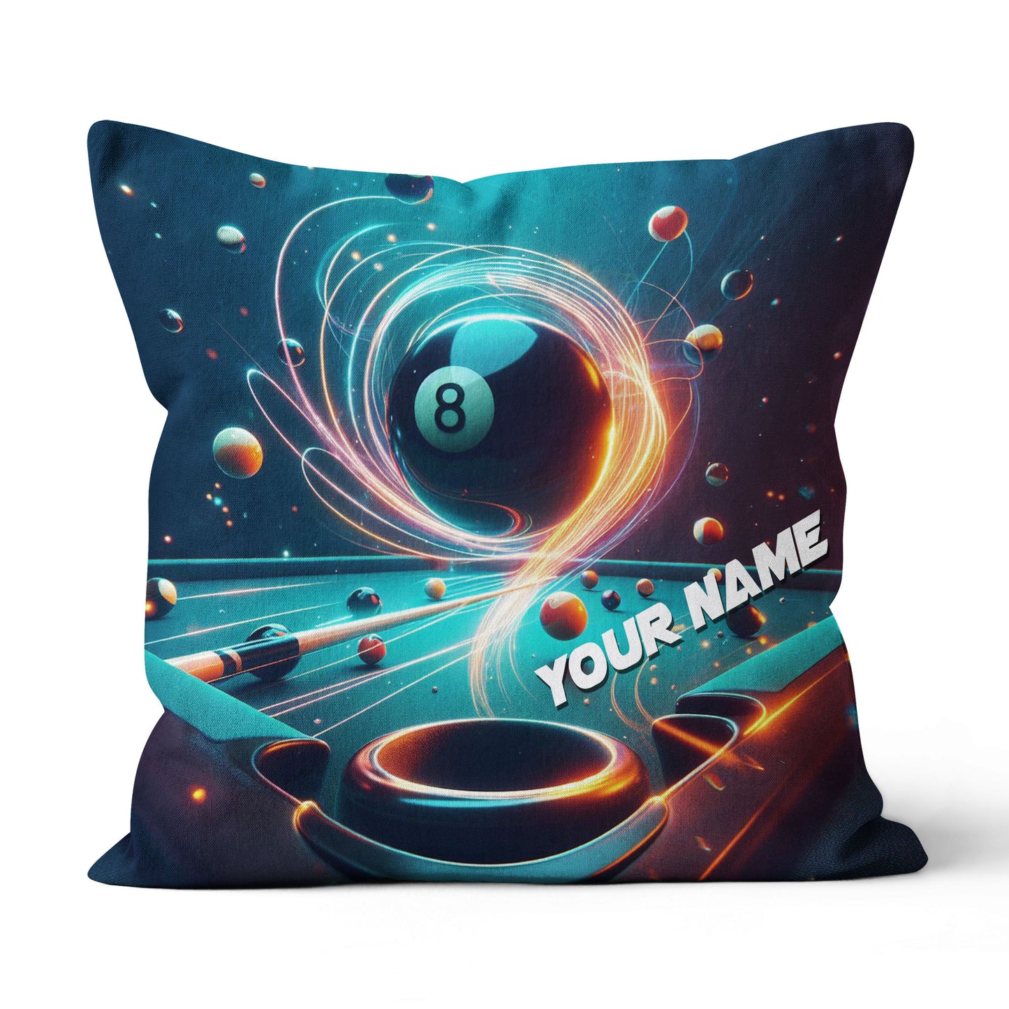 Personalized Billiard Balls In Space 3D Pillow, 8 Ball Pool Throw Pillow VHM0895