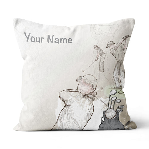 Vintage Hand Drawn Golfer Customized Pillow Personalized Golfing Gifts LDT1116