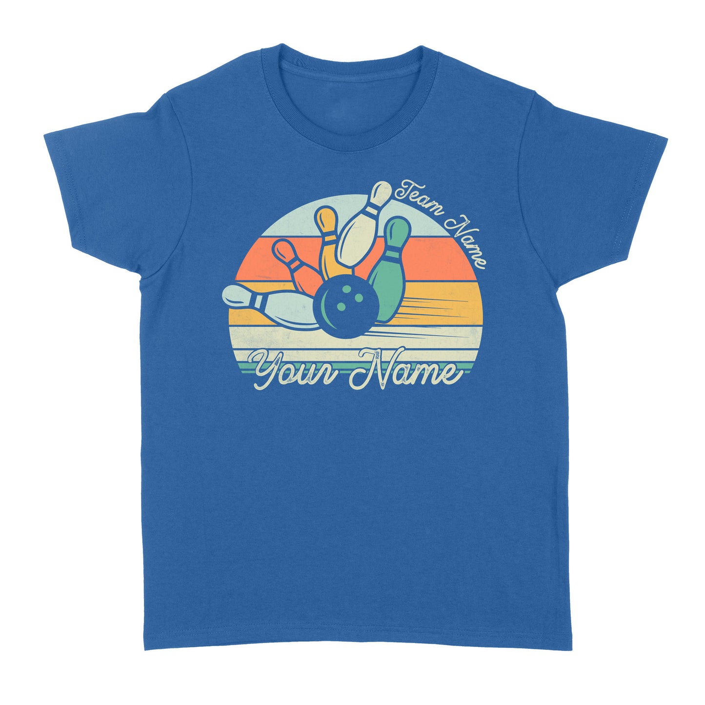 Custom Bowling Retro Shirt, Personalized Bowling Name Women's T-shirt