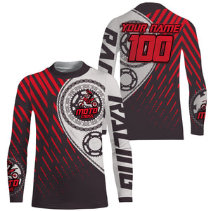 Custom red motocross jersey UV protect kid&adult dirt bike sprocket chain MX racing off-road| NMS892