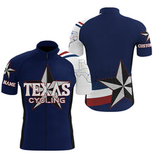 Load image into Gallery viewer, Navy Texas cycling jersey UPF50+ road bike shirt MTB BMX dirt gear TX biking top with back pockets| SLC222