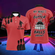 Load image into Gallery viewer, Funny Men Polo Bowling Shirt, My Mind&#39;s in The Gutter But My Balls Aren&#39;t, Custom Bowler Team Jersey NBP24