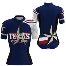 Load image into Gallery viewer, Navy Texas cycling jersey UPF50+ road bike shirt MTB BMX dirt gear TX biking top with back pockets| SLC222