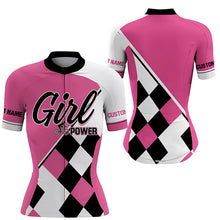 Load image into Gallery viewer, Pink cycling jersey womens bike shirts girl Breathable biking tops with 3 pockets Bicycle clothes| SLC224