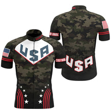 Load image into Gallery viewer, Camo American cycling jersey Men with 3 pockets Custom USA bike shirts UPF50+ bicycle clothing| SLC198