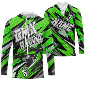 Personalized BMX racing jersey Green adult kid bike shirt UPF30+ enduro off-road cycling racewear| SLC51