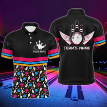 Load image into Gallery viewer, Personalized Men Polo Bowling Shirt Colorful Balls and Pins Champion Short Sleeves Men Bowlers NBP11