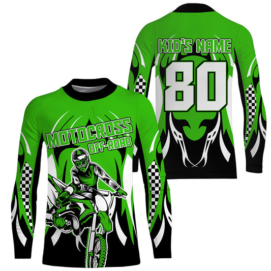 Green Motocross Off-Road Jersey UPF30+ Adult Youth Dirt Bike Shirt For Boys Racing Motorcycle PDT455
