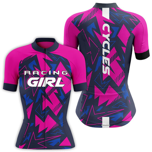 Pink Women cycling jersey with 3 pockets UPF50+ Racing girl jersey Custom name ladies bike clothes| SLC191