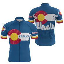 Load image into Gallery viewer, Blue Colorado flag men/women cycling jersey UPF50+ Colorado mountain bike shirt with 3 pockets| SLC168