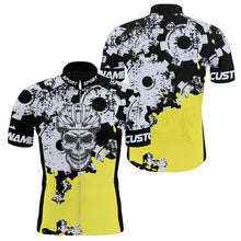 Load image into Gallery viewer, Skull mens cycling jersey Custom black bike shirt with pockets UPF50+ full zip bicycle clothes| SLC215