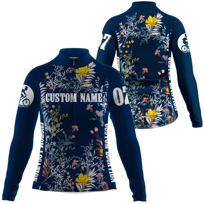 Floral women cycling jersey UPF50+ Biking shirt girls Breathable bike tops with zipper & 3 pockets| SLC128