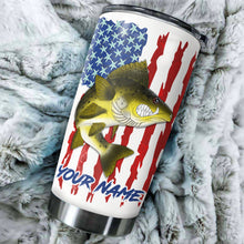 Load image into Gallery viewer, 1pc Walleye fishing American flag angry Walleye ChipteeAmz&#39;s art Custom Stainless Steel Tumbler Cup AT059