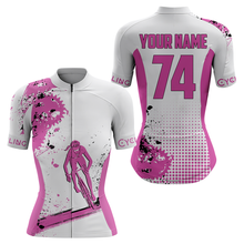 Load image into Gallery viewer, Custom Womens Cycling Jersey Pink&amp;White Sprocket Mountain Bike Cycle Road Bicycling Shirt Cyclist| NMS837