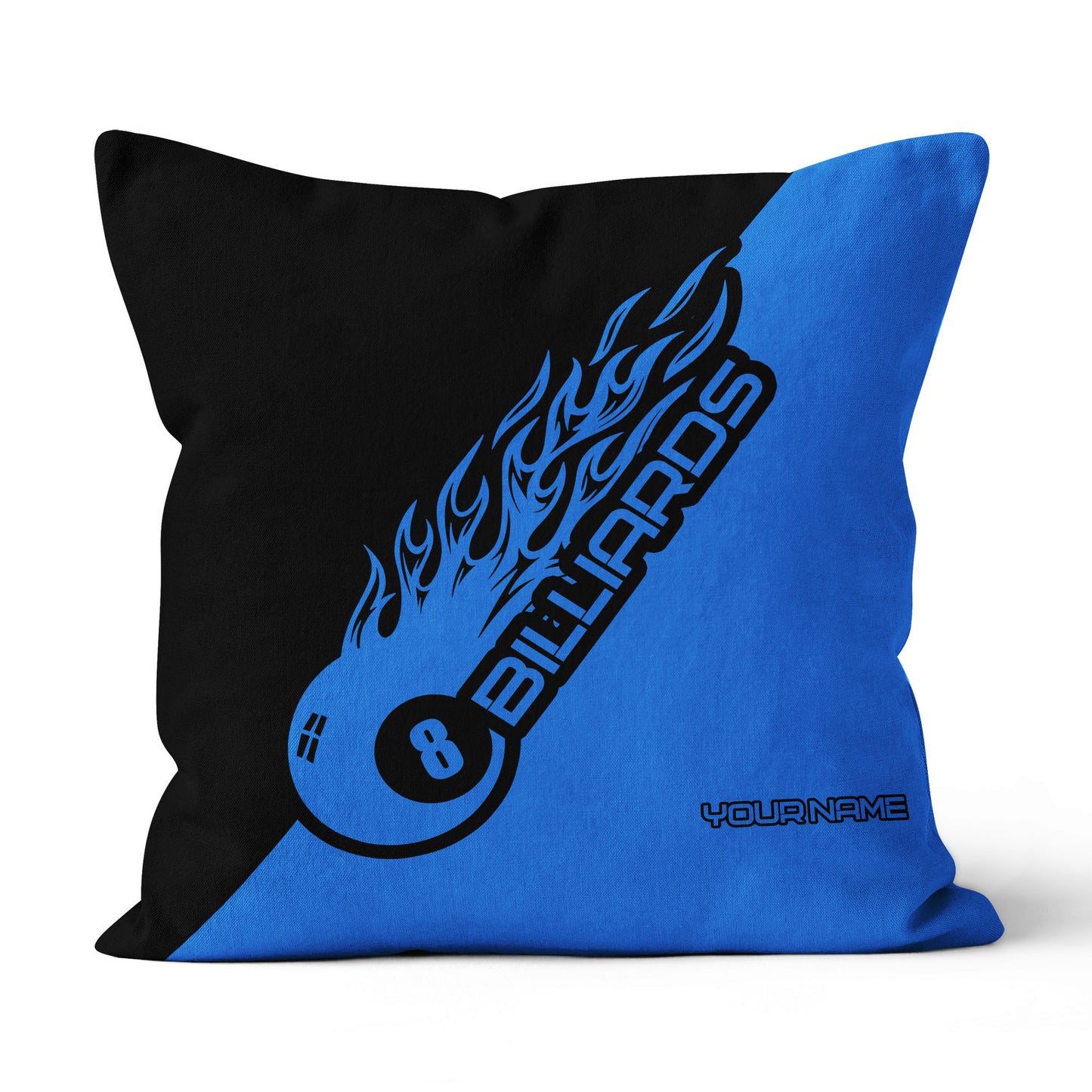 Black Blue 8 Ball Billiard Pillow Custom Name Pool Gifts Throw Pillow TDM0793