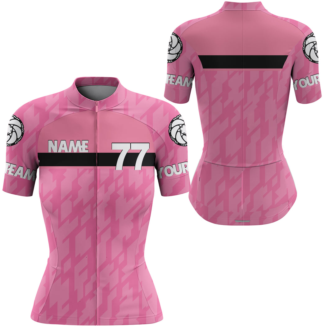 Pink women cycling jersey UPF50+ Camo biking tops girl with 3 pockets Custom breathable bike shirt| SLC122