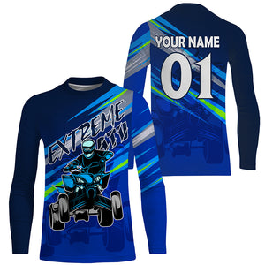 Custom ATV Motocross Jersey UPF30+ Blue Quad Bike Shirt Adult Youth Off-road Racing NMS1346