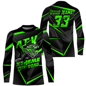 Custom ATV Motocross Jersey UPF30+ Green Quad Bike Shirt Adult Youth Off-road Racing NMS1344