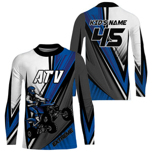 Custom ATV Motocross Jersey Blue UPF30+ Quad Bike Shirt Racing Adult Youth Off-road NMS1342