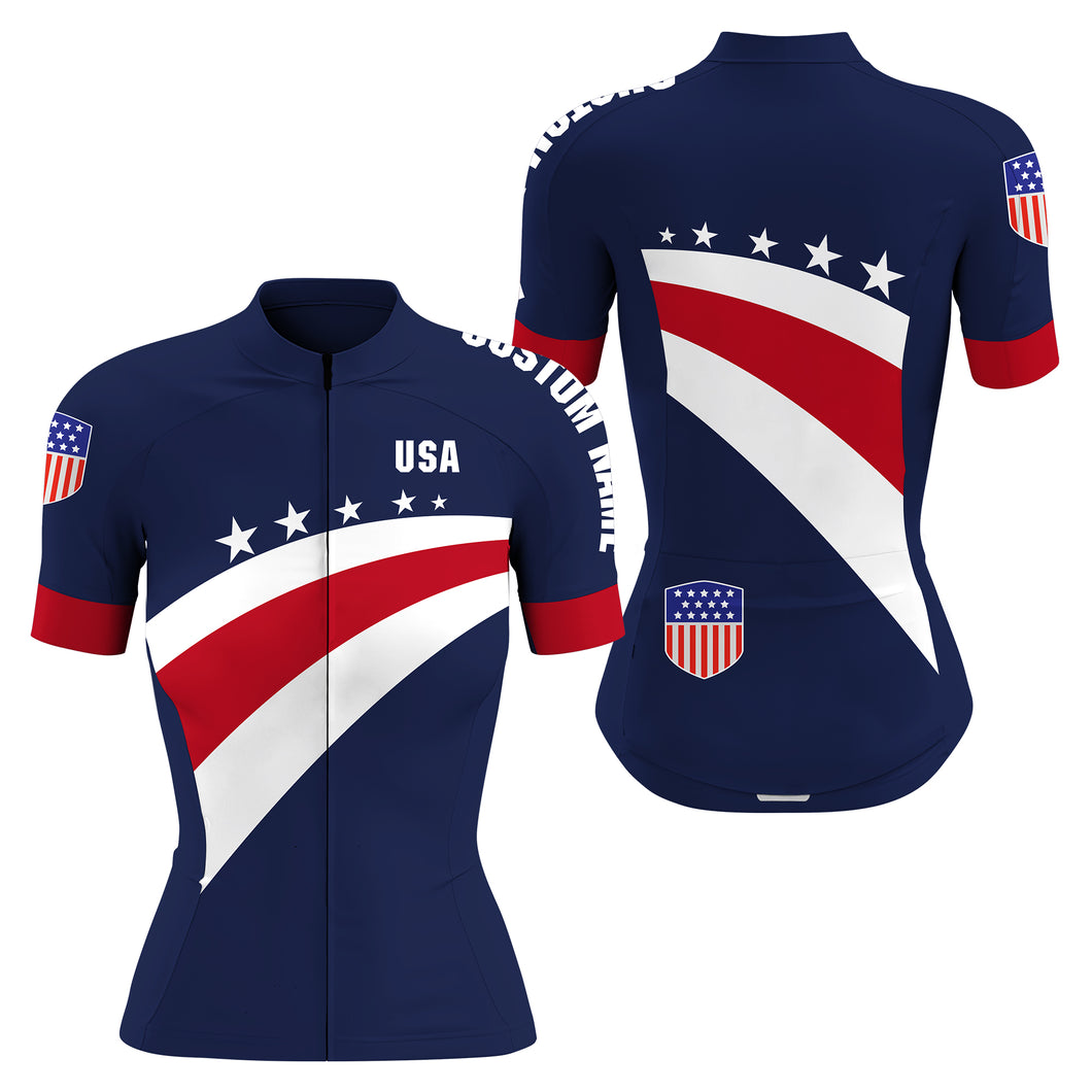 American women cycling jersey with 3 pockets UPF50+ USA bike shirts full zip BMX MTB cycle gear| SLC147