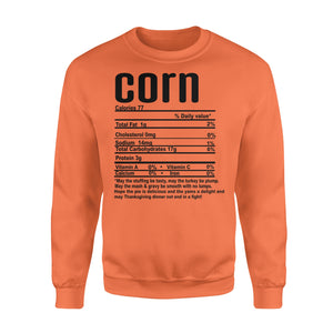 Corn nutritional facts happy thanksgiving funny shirts - Standard Crew Neck Sweatshirt