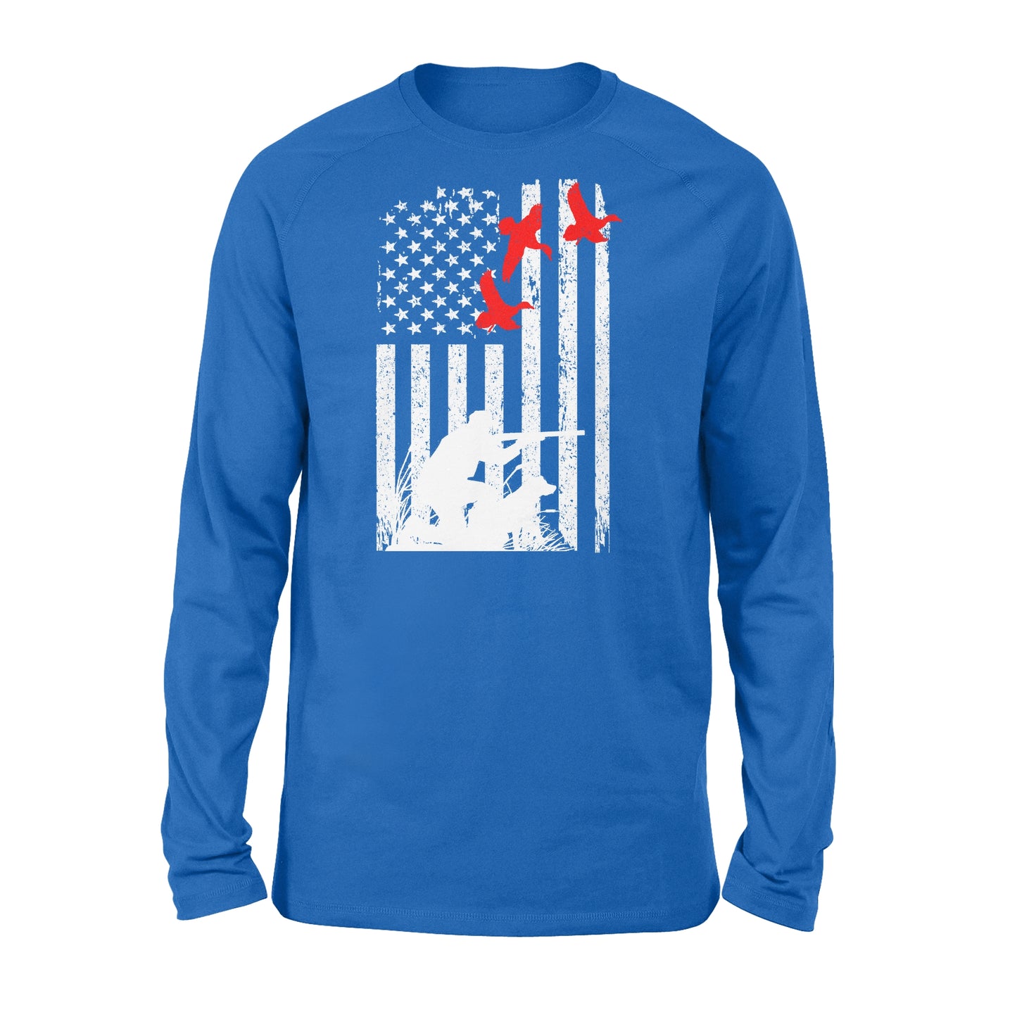 Duck hunting american flag, duck hunting dog NQSD39 - Standard Long Sleeve