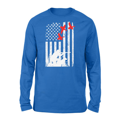 Duck hunting american flag, duck hunting dog NQSD39 - Standard Long Sleeve