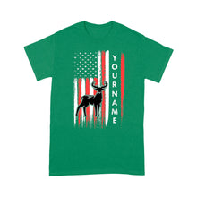 Load image into Gallery viewer, American flag deer hunting custom name shirt, personalized deer hunting apparel T-shirt- NQS1206
