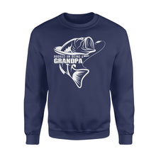 Load image into Gallery viewer, Grandpa Fishing Shirt, Hooked on being a Grandpa,  Funny Fishing Gift for Grandpa, Fathers Day Fishing Gift D02 NQS1335 - Standard Crew Neck Sweatshirt