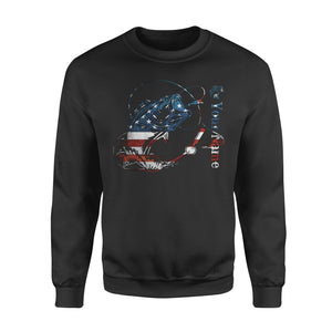 US Bass Fishing American Flag Custom name Crew Neck Sweatshirt D02 NQS1248