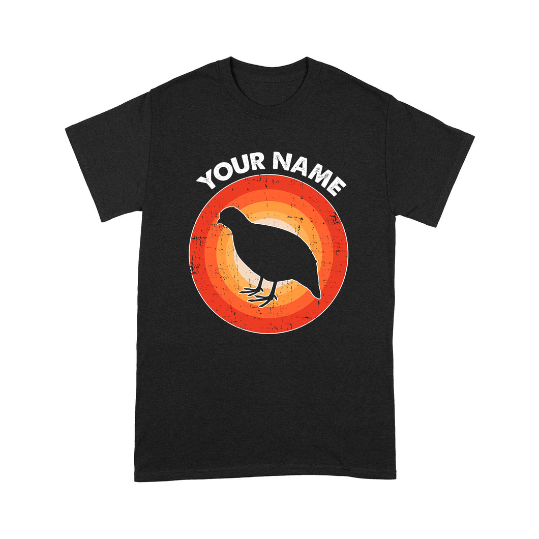 Quail Retro Vintage Sunset Custom Name Shirt, Quail Hunting Shirt, Gift for Quail Lover, Bird Lover Standard T-shirt FSD2350D08