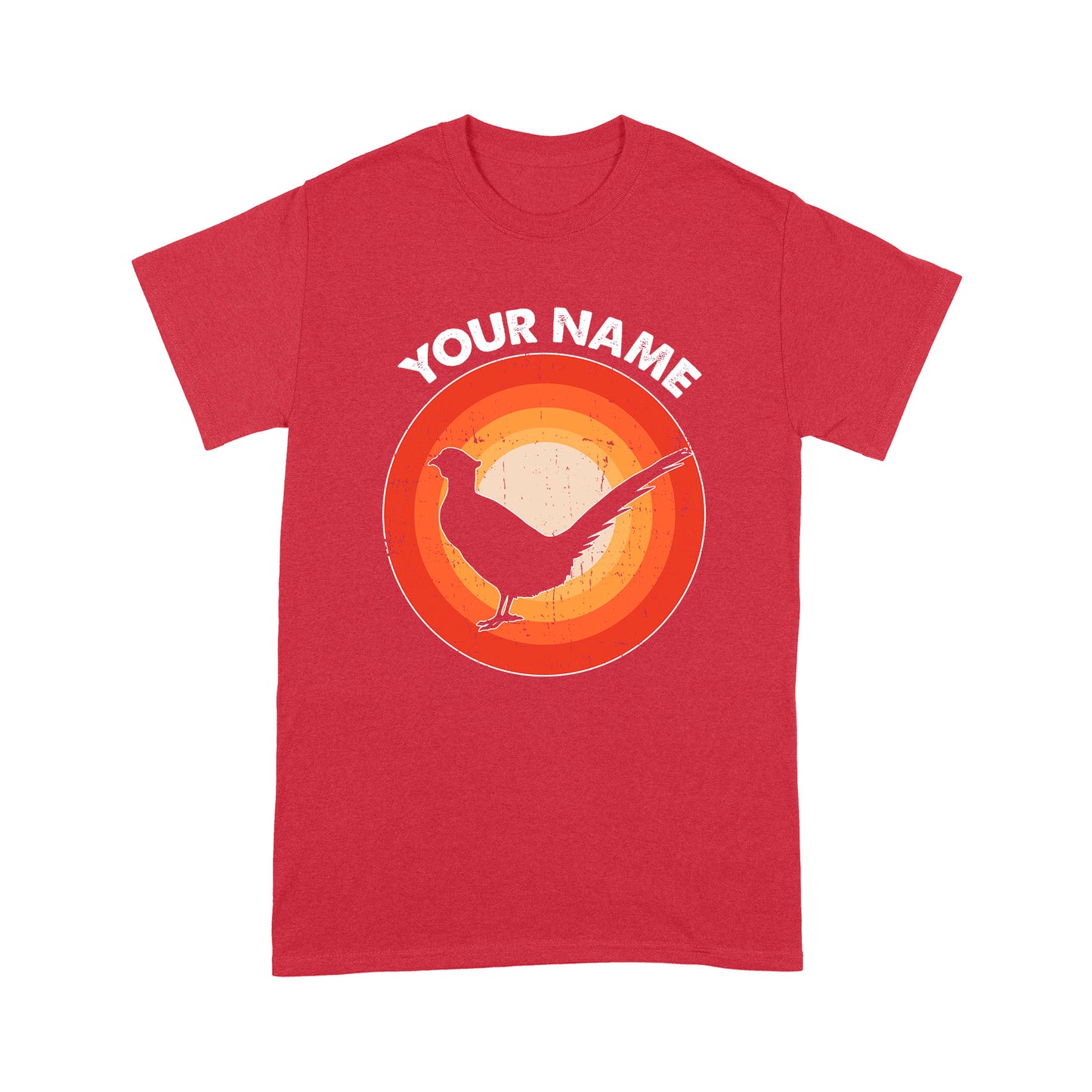 Pheasant Retro Vintage Sunset Custom Name Shirt, Pheasant Hunting Shirt, Gift for Pheasant Lover, Bird Lover Standard T-shirt FSD2349D08