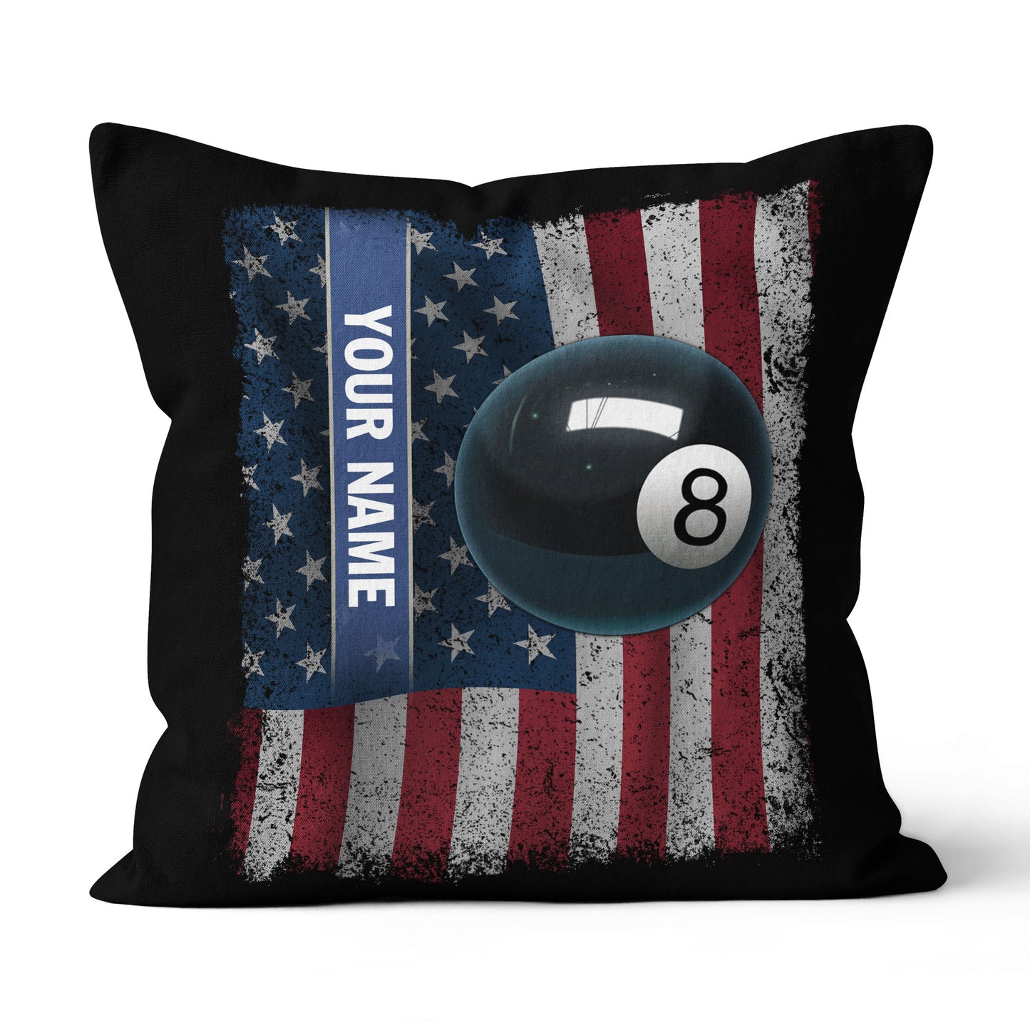Patriotic American Flag Custom 8 Ball Pool Billiard Sports Throw Pillows TDM0773