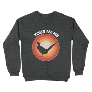 Pheasant Retro Vintage Sunset Custom Name Shirt, Pheasant Hunting Shirt, Gift for Pheasant Lover, Bird Lover Standard Sweatshirt FSD2349D08