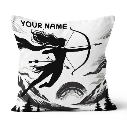 Custom Black White Funny Women Archer Pillow, Archery Decorative Pillows TDM0824