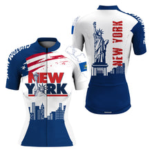 Load image into Gallery viewer, New York Women cycling jersey UPF50+ NYC bike shirt with 3 pockets Custom name USA cycling gear| SLC130