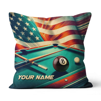 Personalized US Flag 8 Ball Billiard Pillow, Throw Pillow Billiard Gifts VHM0903