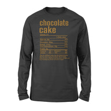Load image into Gallery viewer, Chocolate cake nutritional facts happy thanksgiving funny shirts - Standard Long Sleeve