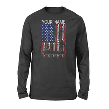 Load image into Gallery viewer, American flag fisherman kayak fishing custom name US fishing rod D05 NQS1244 - Standard Long Sleeve