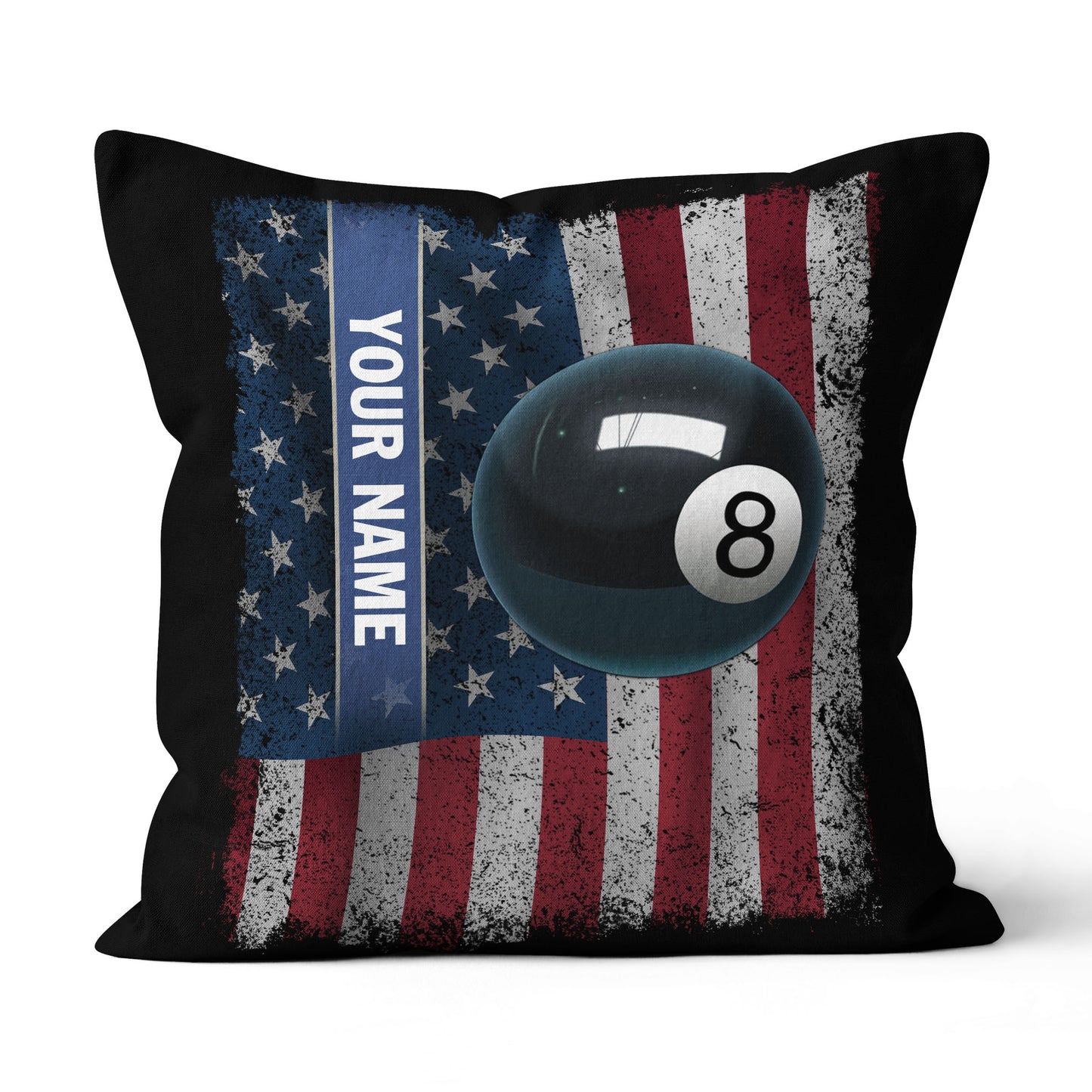 Patriotic American Flag Custom 8 Ball Pool Billiard Sports Throw Pillows TDM0773