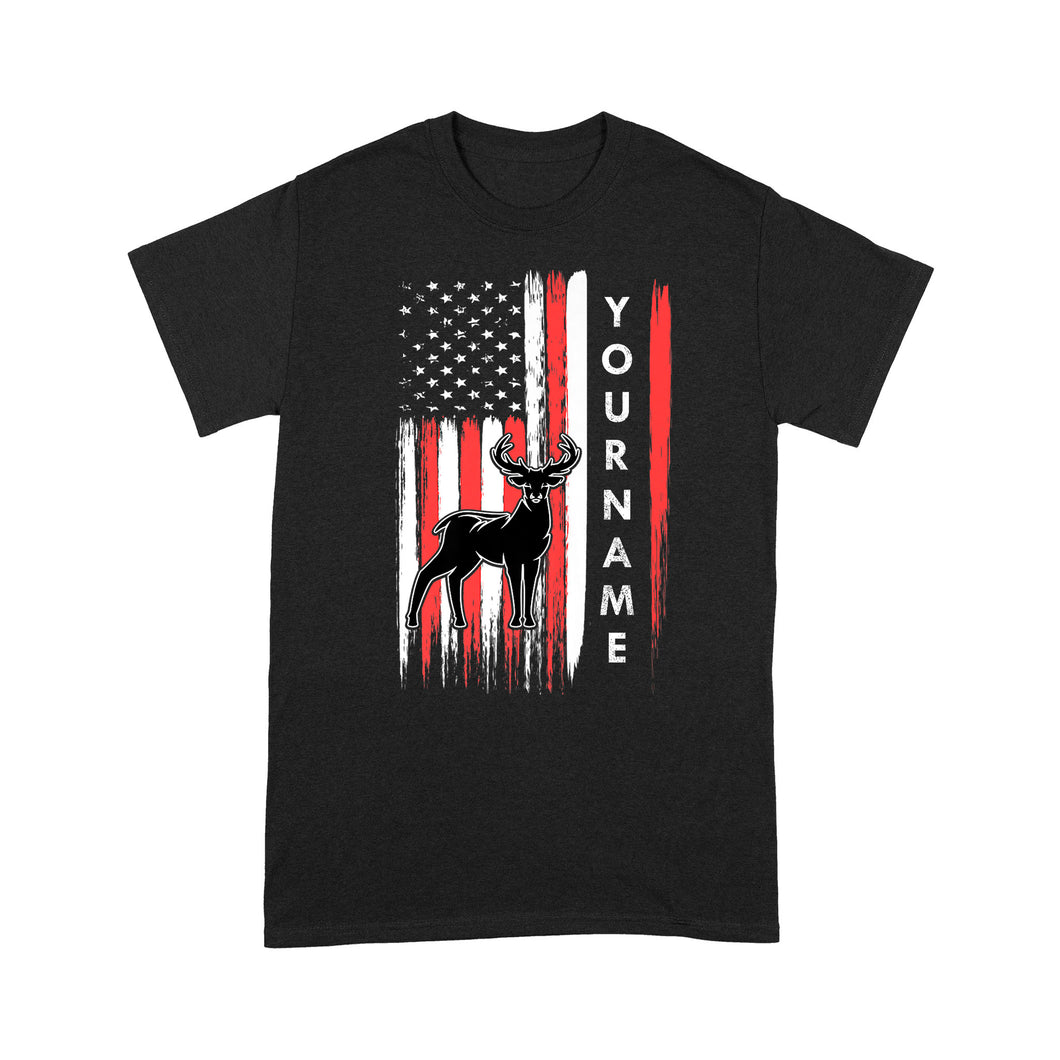 American flag deer hunting custom name shirt, personalized deer hunting apparel T-shirt- NQS1206
