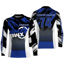 Load image into Gallery viewer, Blue BMX racing jersey Personalized UPF30+ adult kid riding BMX shirt extreme sports cycling gear| SLC102