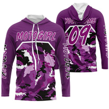 Load image into Gallery viewer, Motogirl purple camo custom motocross jersey UPF30+ girls women dirt bike Powersports long sleeves NMS1038