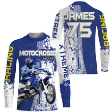 Load image into Gallery viewer, Custom Motocross jersey kid men women UV protective MX blue biker racing shirt extreme motorcycle PDT78