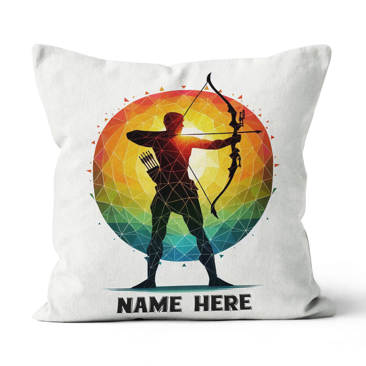 Colorful Men Archer Custom Name White Pillow, Best Archery Pillow Gifts TDM0857