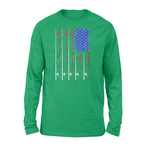 American US Flag Fishing Rod Shirt, Fisherman Gift D06 NQSD302 - Standard Long Sleeve