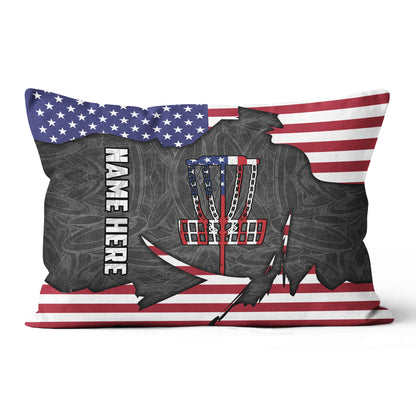 American Flag Disc Golf Basket Custom Pillow Personalized Disc Golf Gift LDT1178