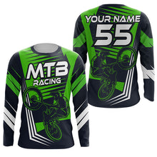 Load image into Gallery viewer, Mountain bike shirt kids UPF30+ MTB jersey for boys girls Green downhill shirt mens cycling gear| SLC247